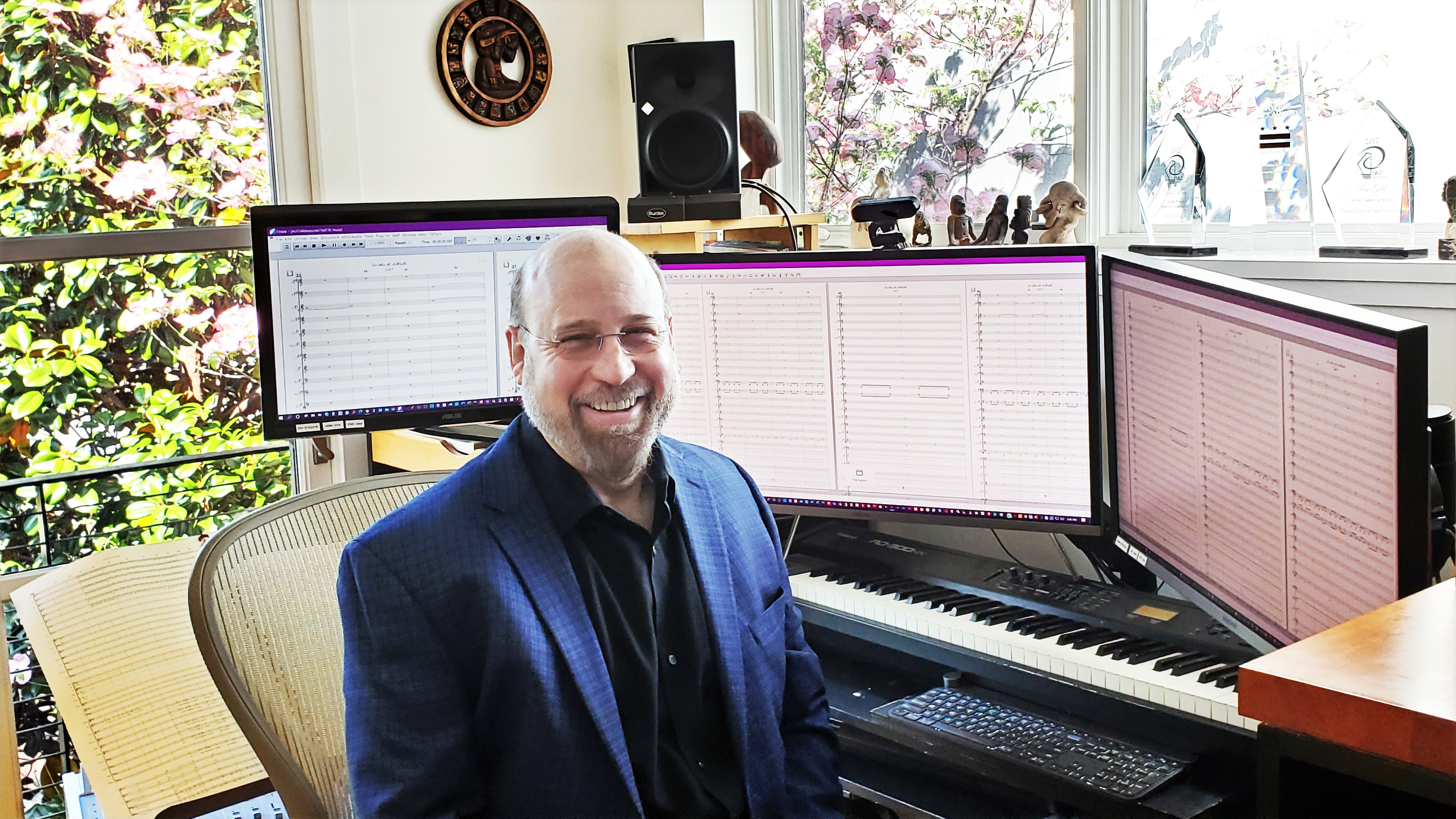 Composer Brian Wilbur Grundstrom in his studio