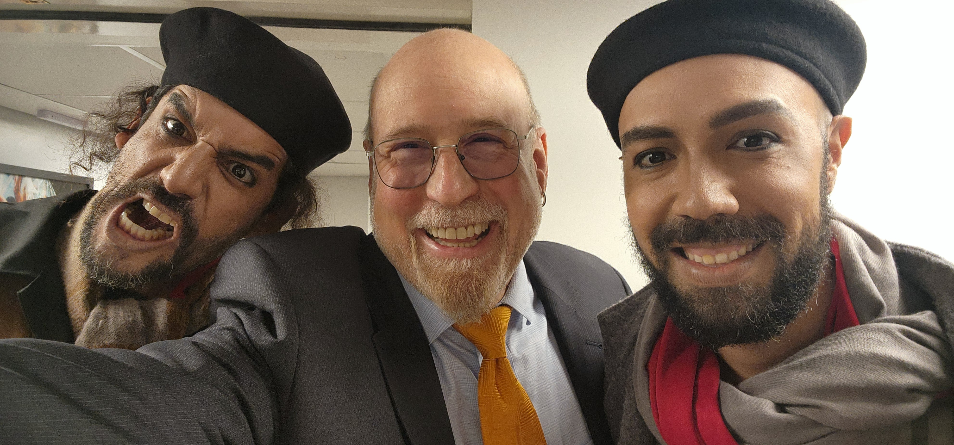 BWG is with João Paulo França Fernandes and Marcus Danielo dos Ouros backstage during the premiere of For Whom the Bell Tolls.