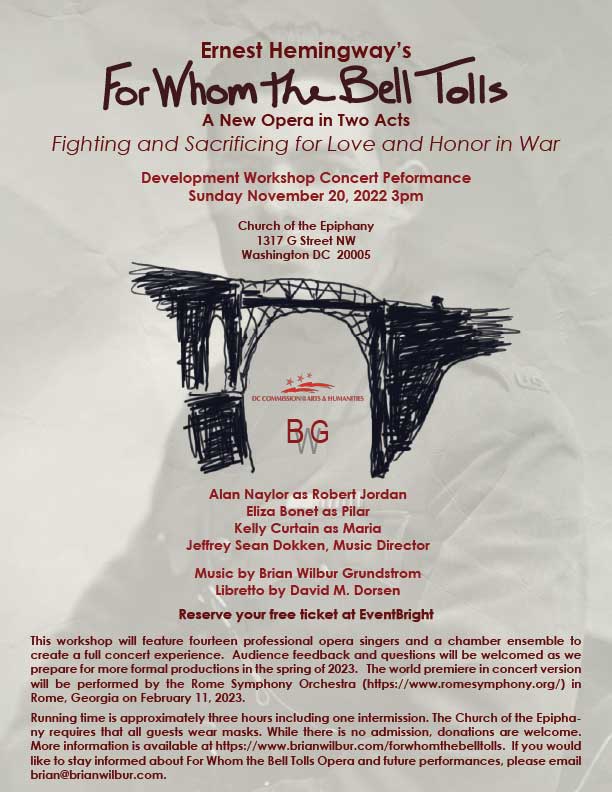 For Whom the Bell Tolls Opera Performance Workshop Flyer